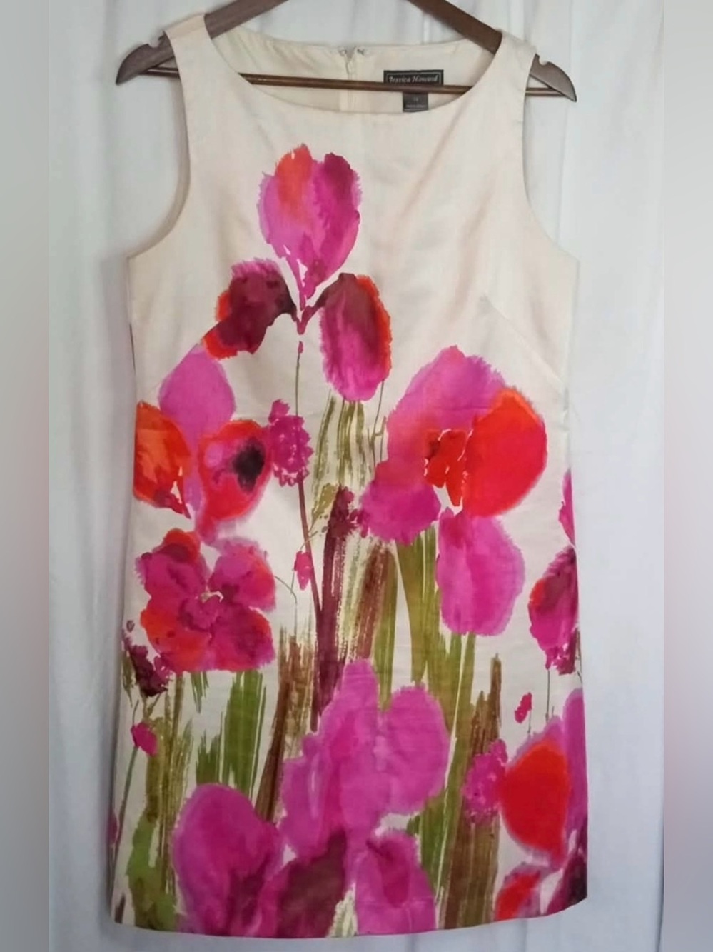 💐💐💐Jessica Howard Like New sz12 Vivid Bold Red Pink Floral Shift Dress